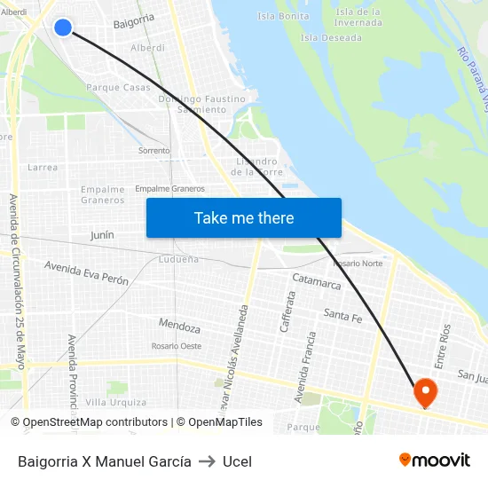 Baigorria X Manuel García to Ucel map