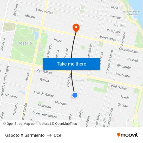 Gaboto X Sarmiento to Ucel map