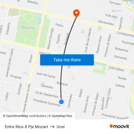 Entre Ríos X Pje Mozart to Ucel map