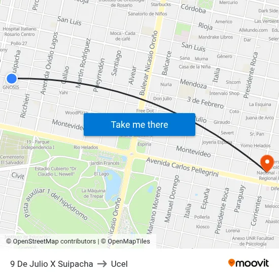 9 De Julio X Suipacha to Ucel map