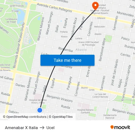 Amenabar X Italia to Ucel map