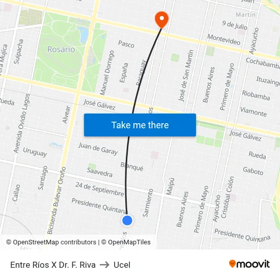 Entre Ríos X Dr. F. Riva to Ucel map