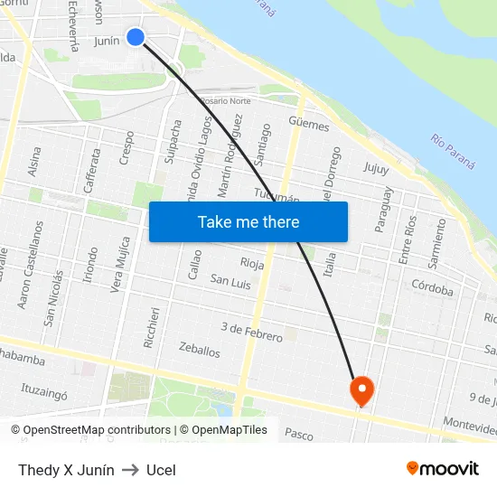 Thedy X Junín to Ucel map