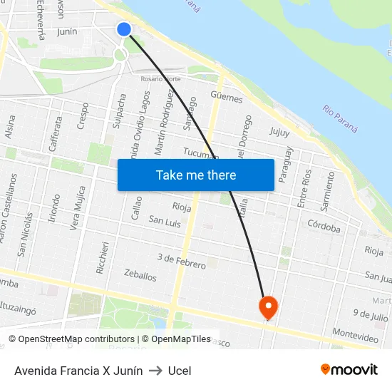 Avenida Francia X Junín to Ucel map