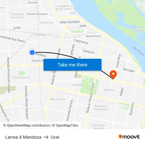 Larrea X Mendoza to Ucel map