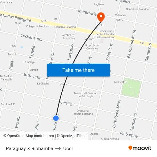 Paraguay X Riobamba to Ucel map