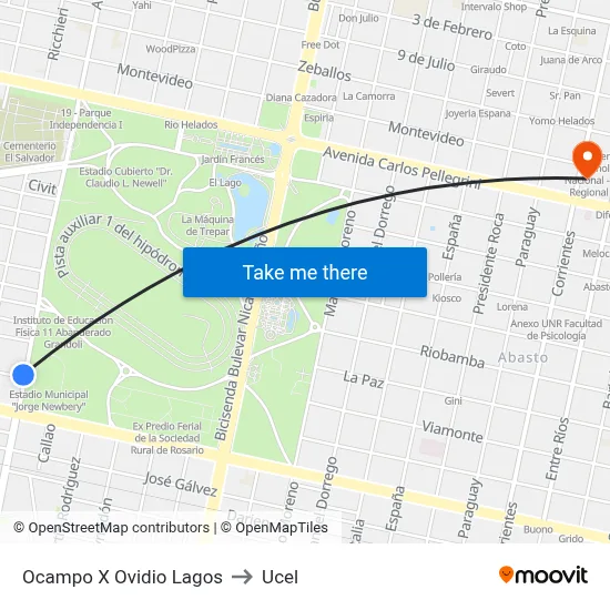 Ocampo X Ovidio Lagos to Ucel map