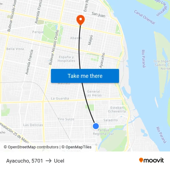 Ayacucho, 5701 to Ucel map