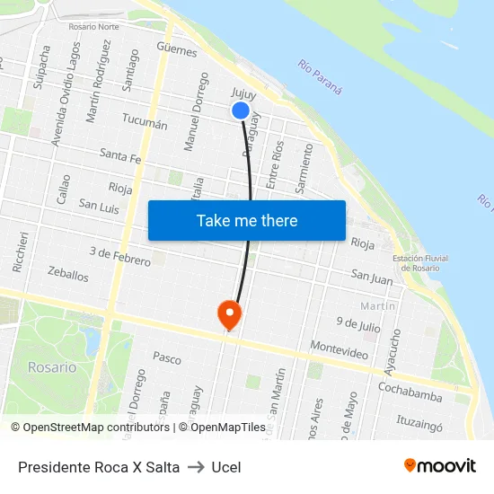 Presidente Roca X Salta to Ucel map