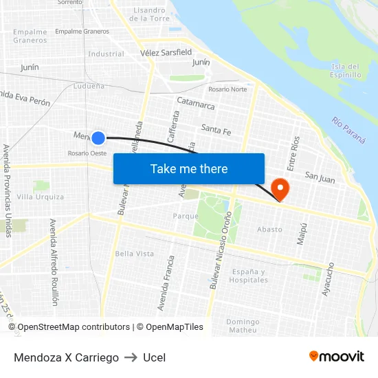 Mendoza X Carriego to Ucel map