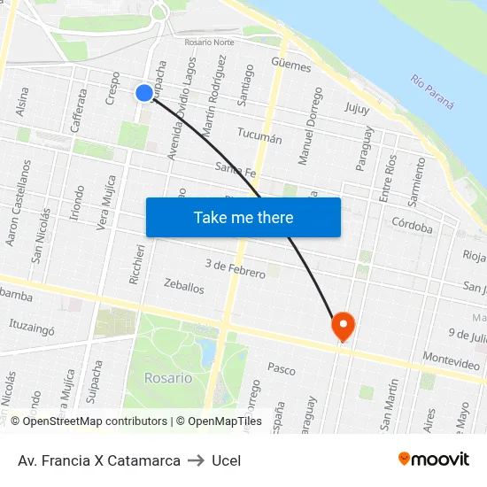 Av. Francia X Catamarca to Ucel map