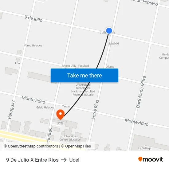 9 De Julio X Entre Ríos to Ucel map