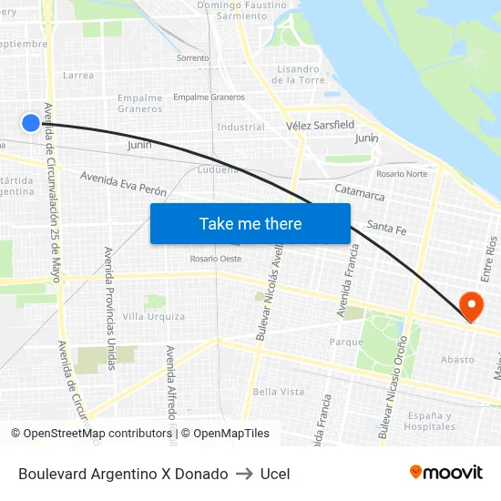 Boulevard Argentino X Donado to Ucel map