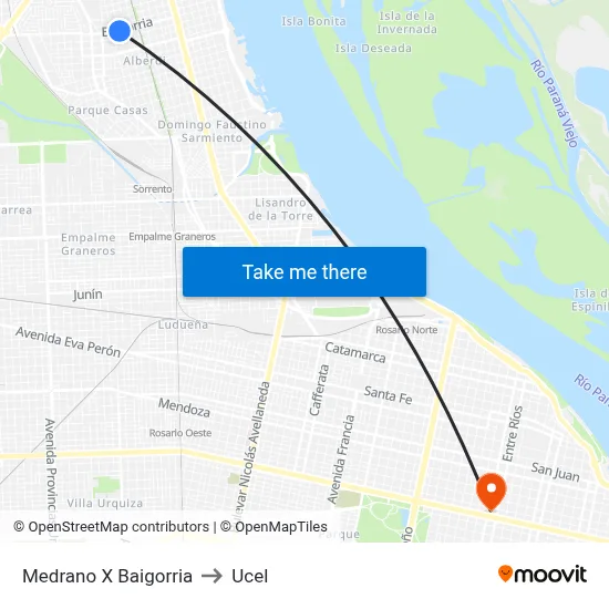 Medrano X Baigorria to Ucel map