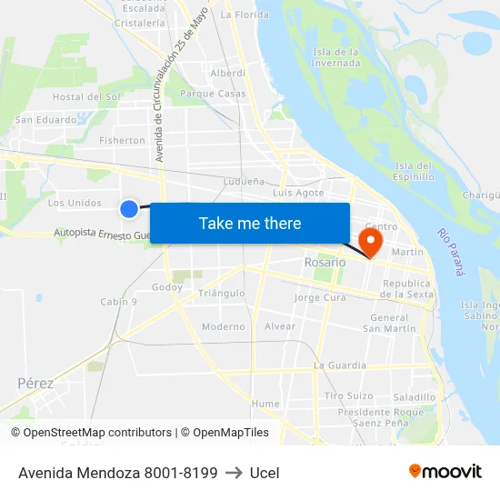 Avenida Mendoza 8001-8199 to Ucel map