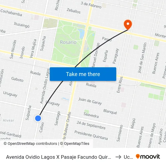 Avenida Ovidio Lagos X Pasaje Facundo Quiroga to Ucel map