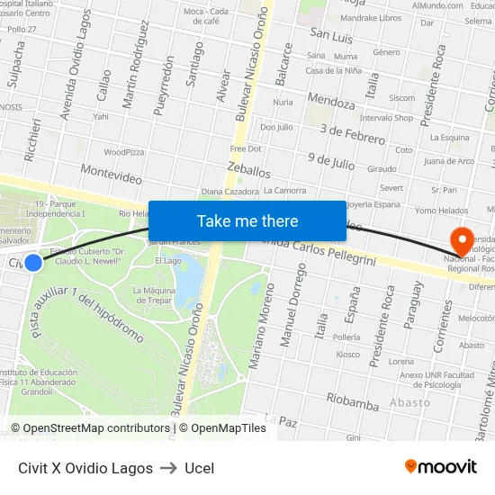 Civit X Ovidio Lagos to Ucel map