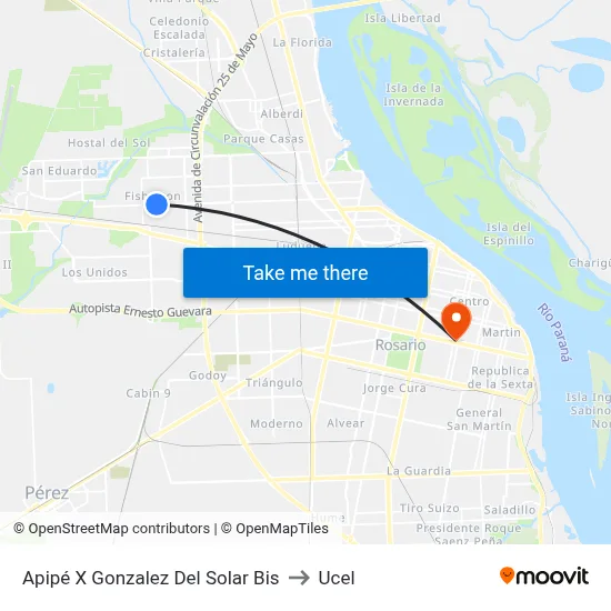 Apipé X Gonzalez Del Solar Bis to Ucel map