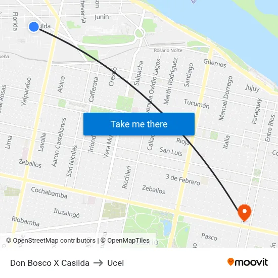 Don Bosco X Casilda to Ucel map