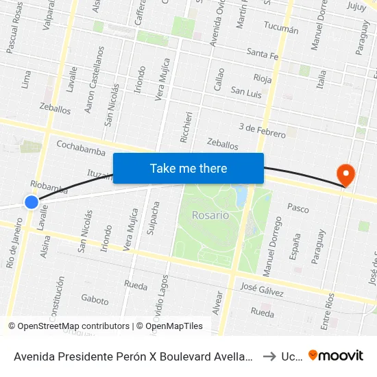 Avenida Presidente Perón X Boulevard Avellaneda to Ucel map