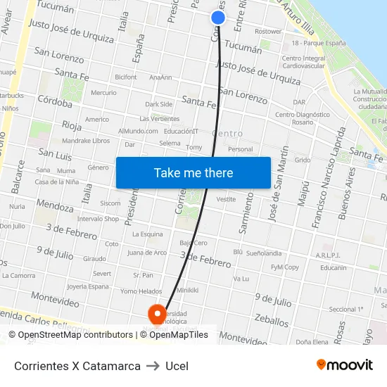 Corrientes X Catamarca to Ucel map