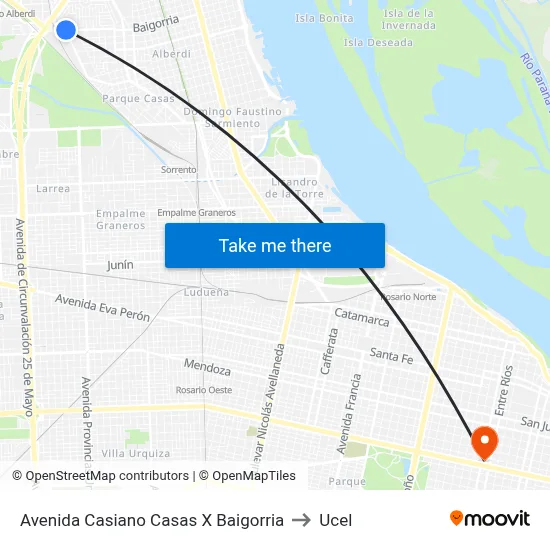 Avenida Casiano Casas X Baigorria to Ucel map