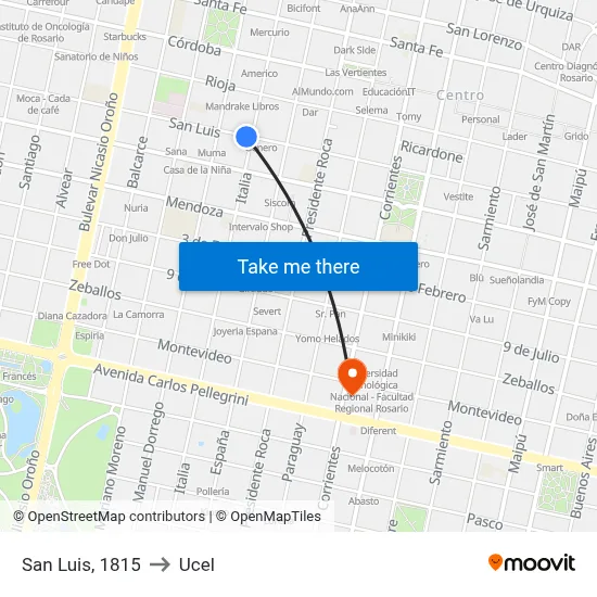 San Luis, 1815 to Ucel map