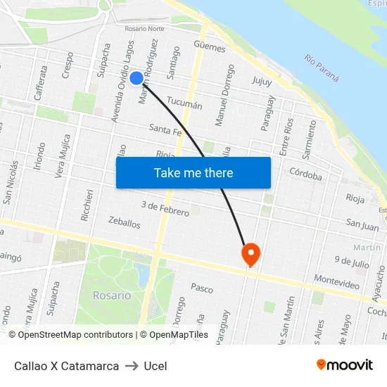 Callao X Catamarca to Ucel map