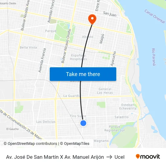 Av. José De San Martín X Av. Manuel Arijón to Ucel map