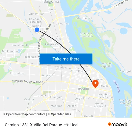 Camino 1331 X Villa Del Parque to Ucel map