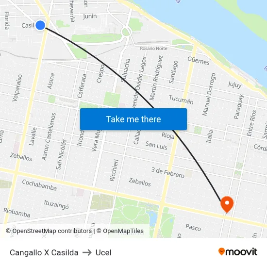 Cangallo X Casilda to Ucel map