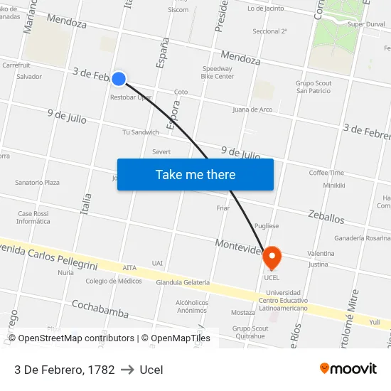 3 De Febrero, 1782 to Ucel map
