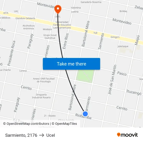 Sarmiento, 2176 to Ucel map