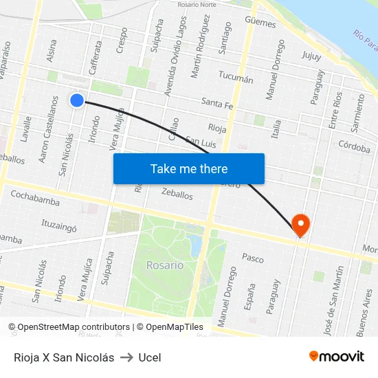 Rioja X San Nicolás to Ucel map