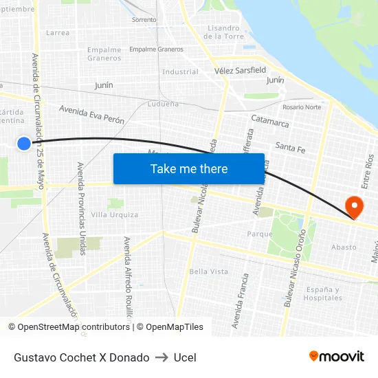 Gustavo Cochet X Donado to Ucel map