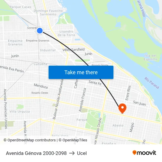 Avenida Génova 2000-2098 to Ucel map