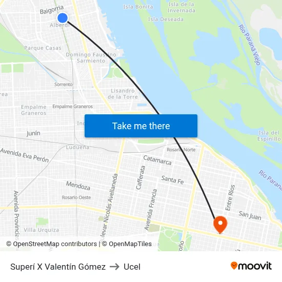 Superí X Valentín Gómez to Ucel map