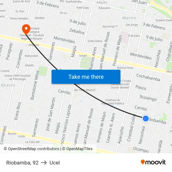 Riobamba, 92 to Ucel map