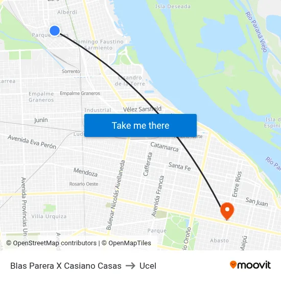 Blas Parera X Casiano Casas to Ucel map