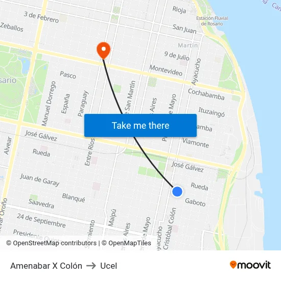 Amenabar X Colón to Ucel map
