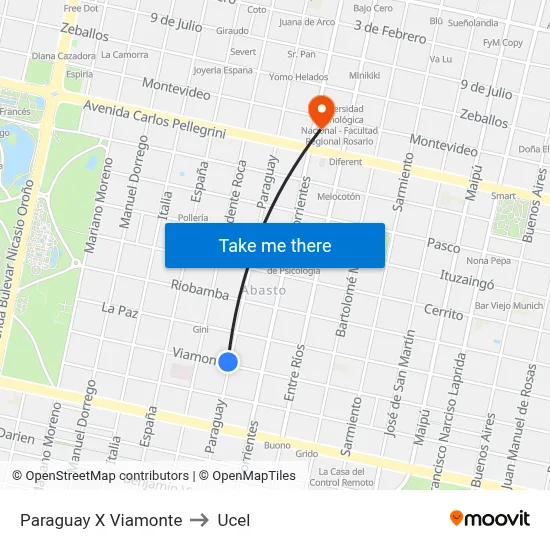 Paraguay X Viamonte to Ucel map
