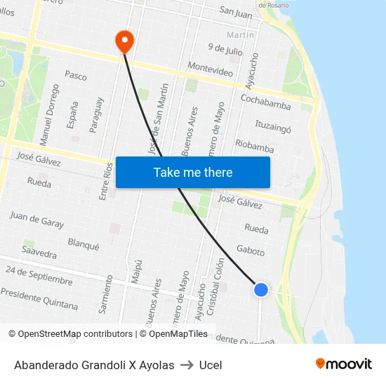 Abanderado Grandoli X Ayolas to Ucel map