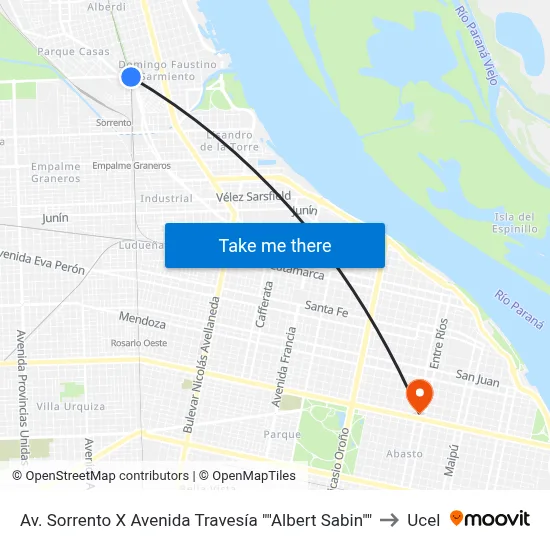 Av. Sorrento X Avenida Travesía "Albert Sabin" to Ucel map