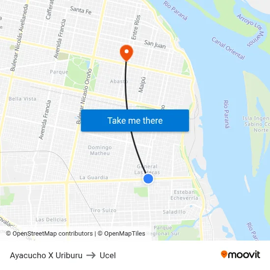Ayacucho X Uriburu to Ucel map