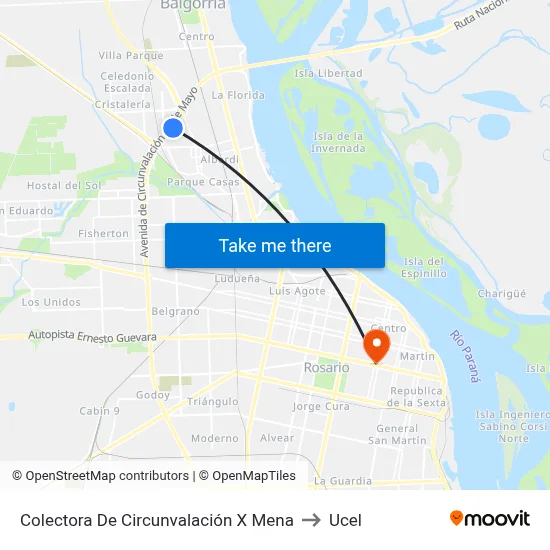 Colectora De Circunvalación X Mena to Ucel map