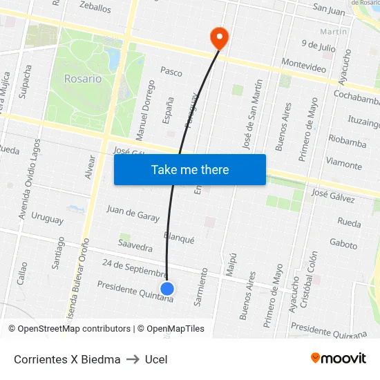 Corrientes X Biedma to Ucel map