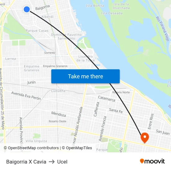 Baigorria X Cavia to Ucel map