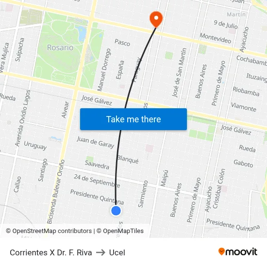 Corrientes X Dr. F. Riva to Ucel map