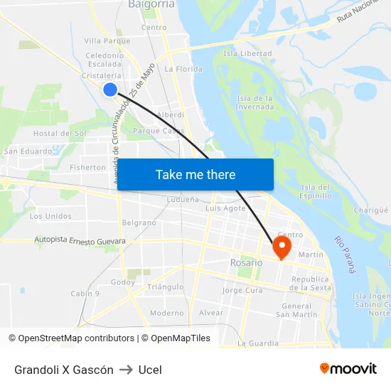 Grandoli X Gascón to Ucel map