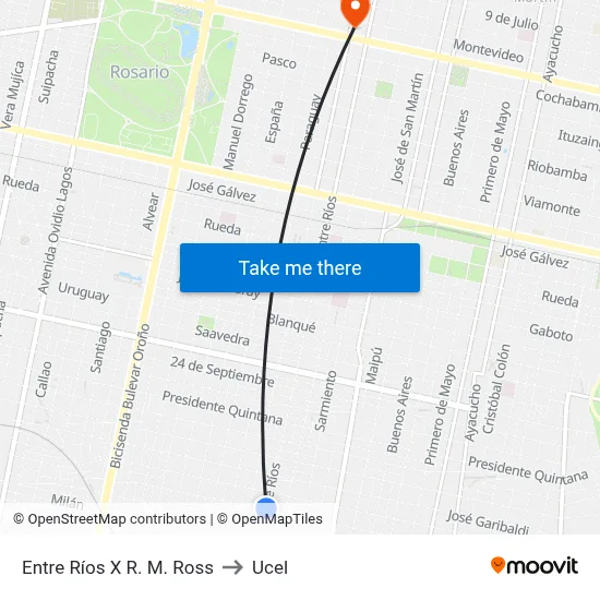 Entre Ríos X R. M. Ross to Ucel map
